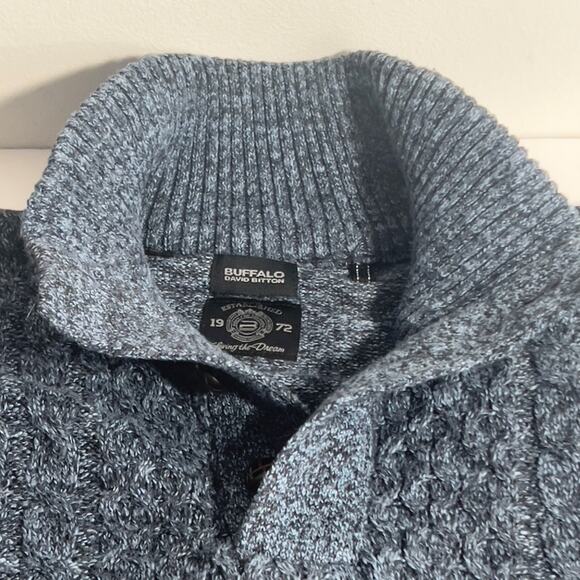 Buffalo David Bitton Blue Speckled Collared Knit Men's Sweater Long-Sleeved Med - Picture 6 of 16